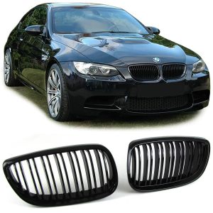 Front Grilles Kidney for BMW E92/E93 2006-2010 Double Stripe M Design Piano Black