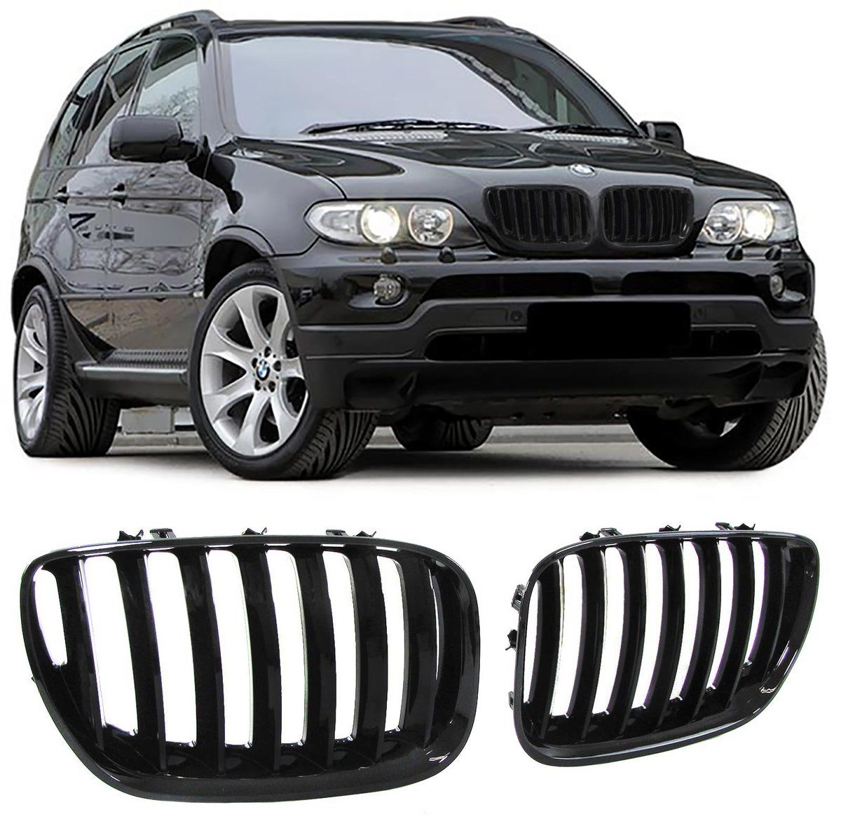 Front black gloss grill for BMW X5 E53 LCI 2003-2006