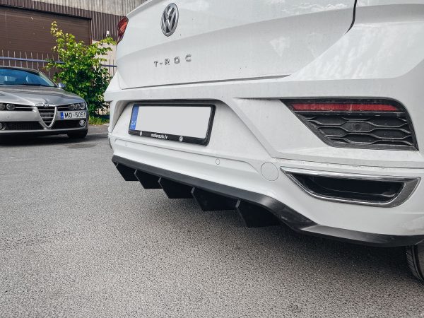 Performance Rear Bumper diffuser addon with ribs  fins For VW T-Roc R Line