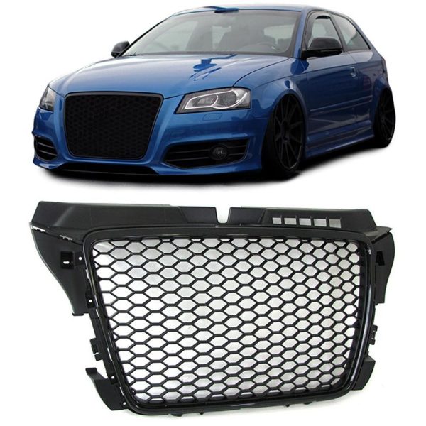 RS3 Front Honeycomb Grill for A3 8P 2008-2013 ABS Gloss