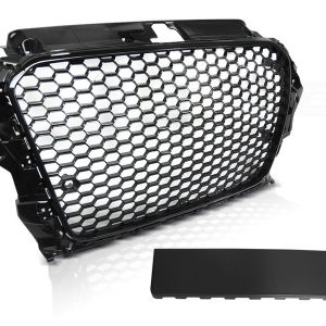 RS3 Style Front Black Gloss Honeycomb Grill For Audi A3 S3 8V 2012-2016