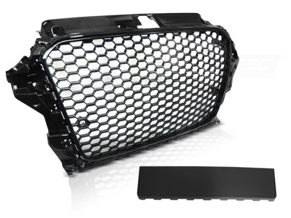 RS3 Style Front Black Gloss Honeycomb Grill For Audi A3 S3 8V 2012-2016