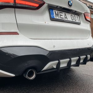 Rear Bumper diffuser Performance extension addon with ribs / fins For M Sport BMW X1 F48 LCI