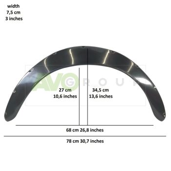 Universal Fender Flares Wheel Arches Trims JDM Set Width 75mm Height 27cm