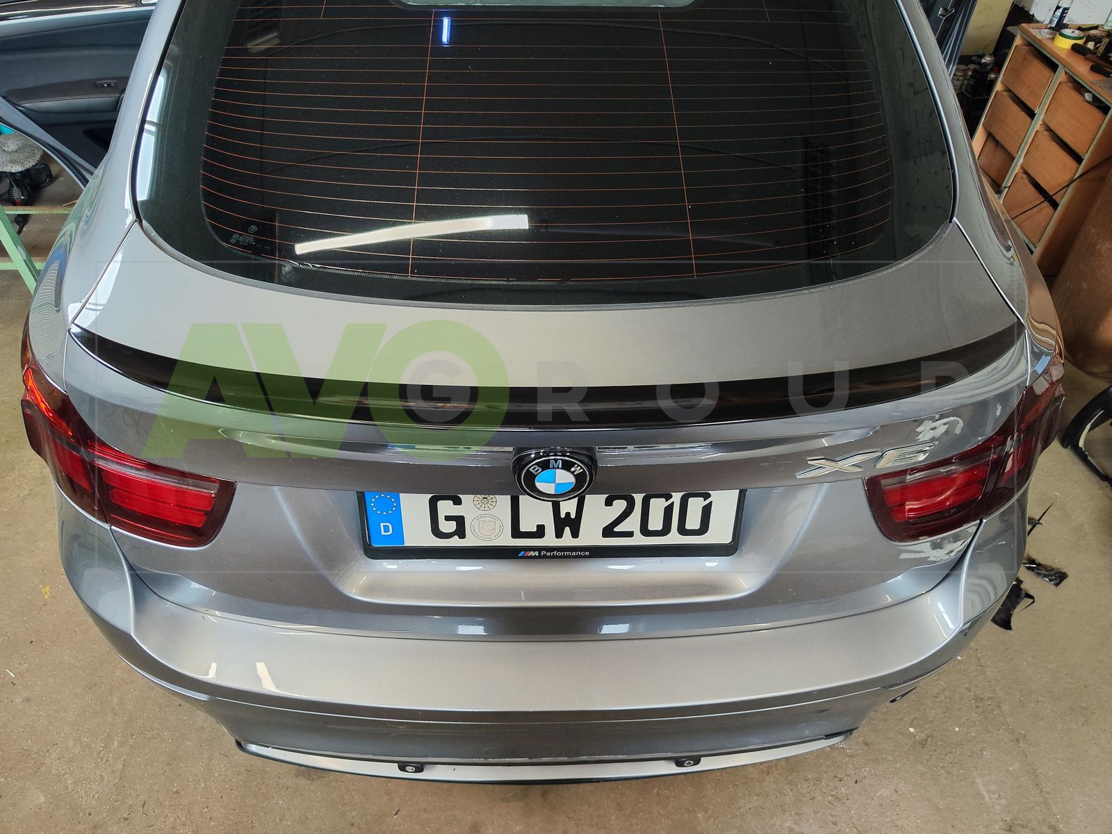 Rear trunk door spoiler for BMW X6 E71 / E72 2008-2014 Black gloss
