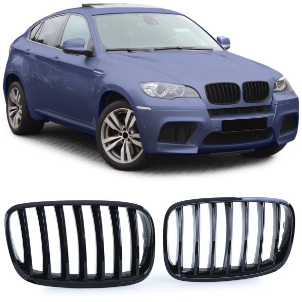 Front grilles kidney for BMW X5/X6 E70/E71 07-14 Performance Black gloss