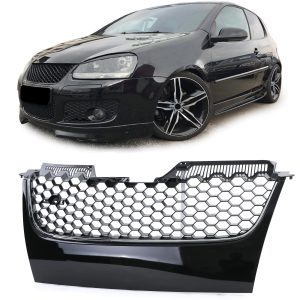 GTI front grill without emblem for VW Golf V MK5 Black Gloss with chrome strip