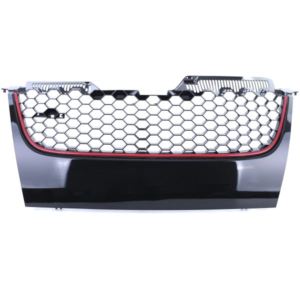 GTI front grill without emblem for VW Golf V MK5 Black Gloss with red strip