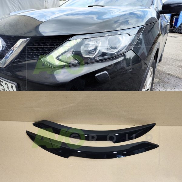 Headlight Eyelids for Nissan Qashqai Mk2 13-17 ABS Gloss
