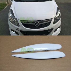 Priekšējo lukturu uzlikas uzacis priekš Opel / Vauxhall Corsa D 2006-2014 ABS White