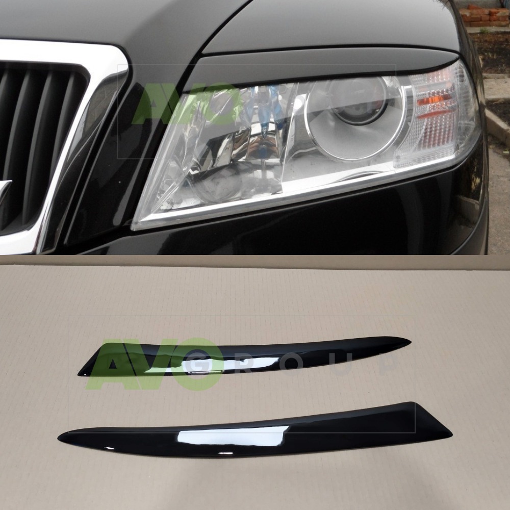 Накладки на фары / Реснички для Skoda Octavia 2 2005-2009 ABS Gloss