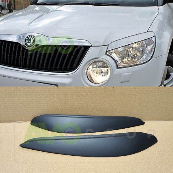 Накладки на фары / Реснички для Skoda Yeti 2009-2013 ABS Matt