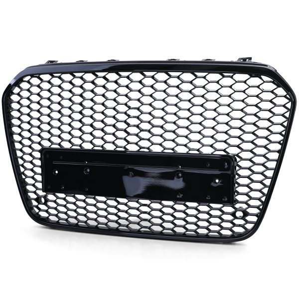 RS6 Style Front Honeycomb Grill for Audi A6 S6 C7 2011-2015 Black Gloss - Image 2