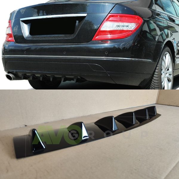 Aizmugurējā bampera apakšējā difuzora papildinājums ar ribām priekš Mercedes-Benz W204 S204 C204