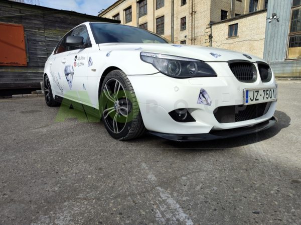 Накладка переднего бампера / Спойлер / Губа для BMW 5 E60 / E61 03-10 v3 ABS (Copy) – Изображение 4