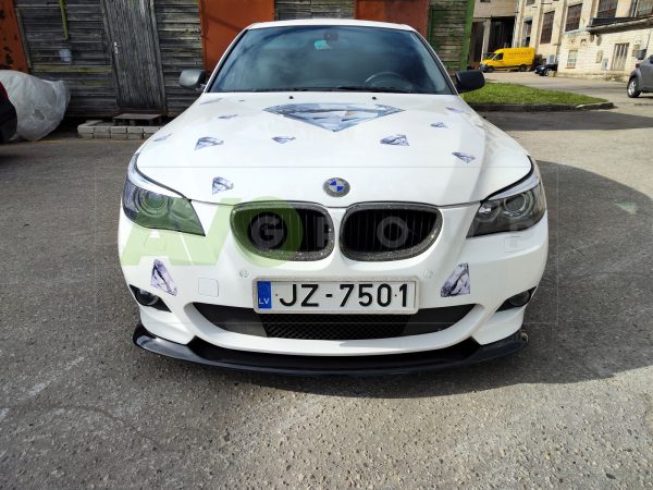 Накладка переднего бампера / Спойлер / Губа для BMW 5 E60 / E61 03-10 v3 ABS (Copy) – Изображение 2