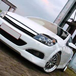 opc style front bumper spoiler lip for opel / vauxhall astra h twin top / gtc
