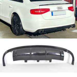 rs4 style rear bumper diffuser for audi a4 b8 se 2012 2016 (twin exhaust from both sides)